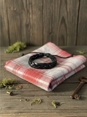 Hand Crafted Black Braided Leather Bracelet